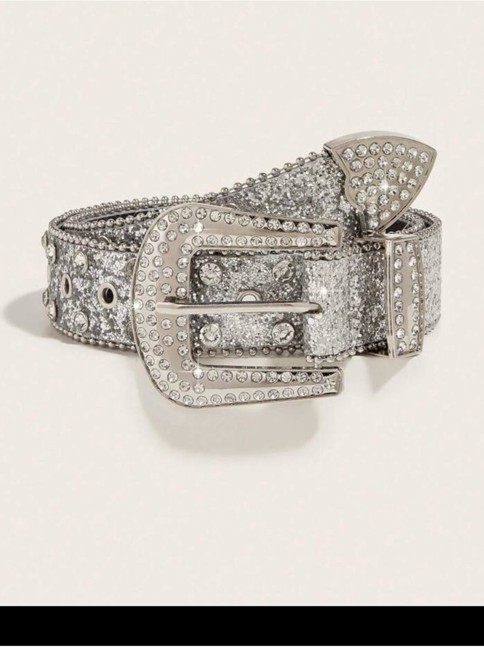 Silver Crystal Western-Style Belt